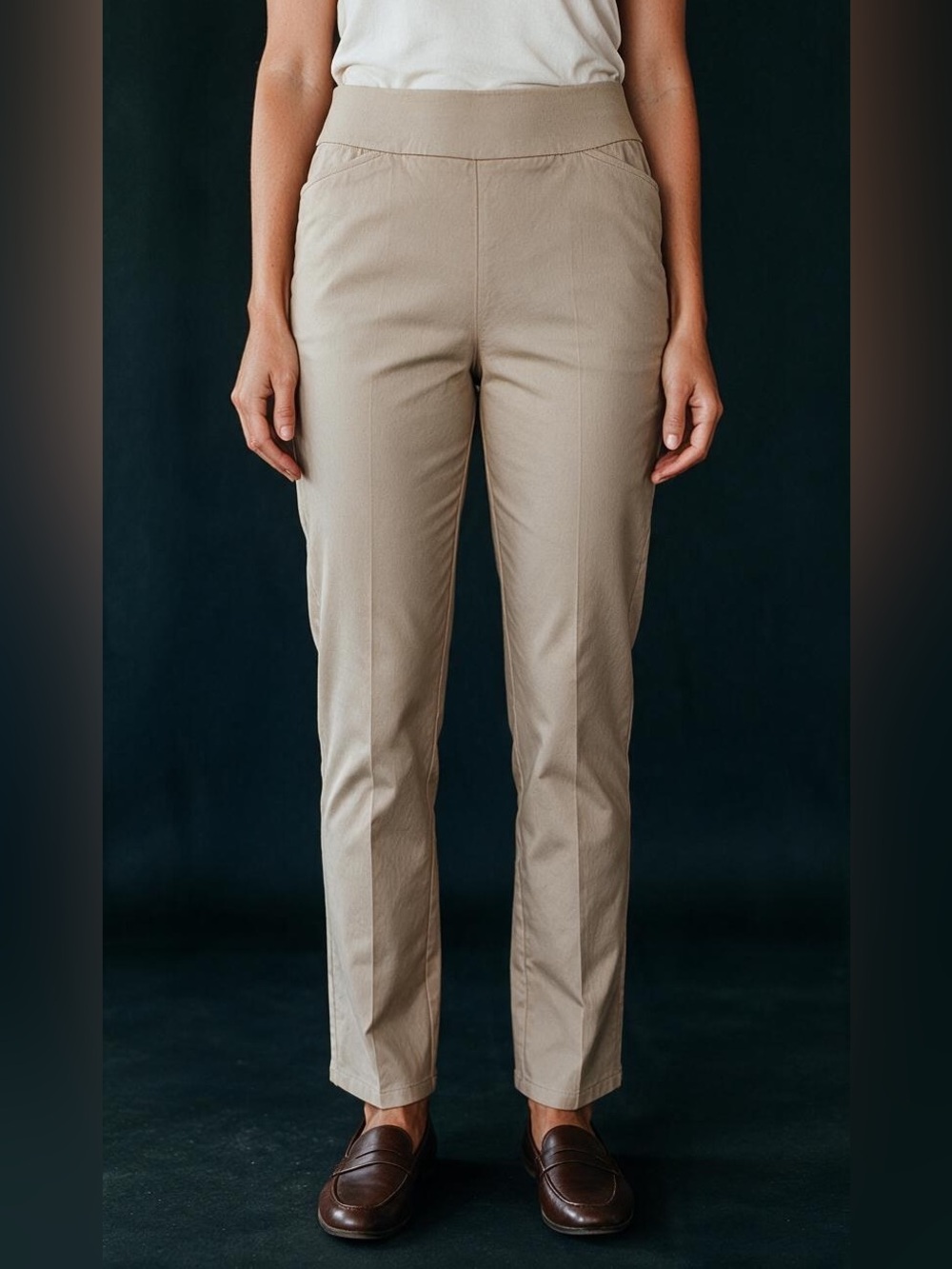 Croft & Barrow Women's Straight Slim Pull-On Pants - Beige